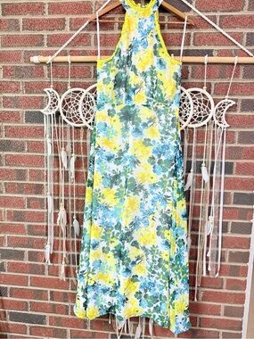 Lulus Boho What A Wonder Floral Print Halter Maxi Dress Women’s Size M